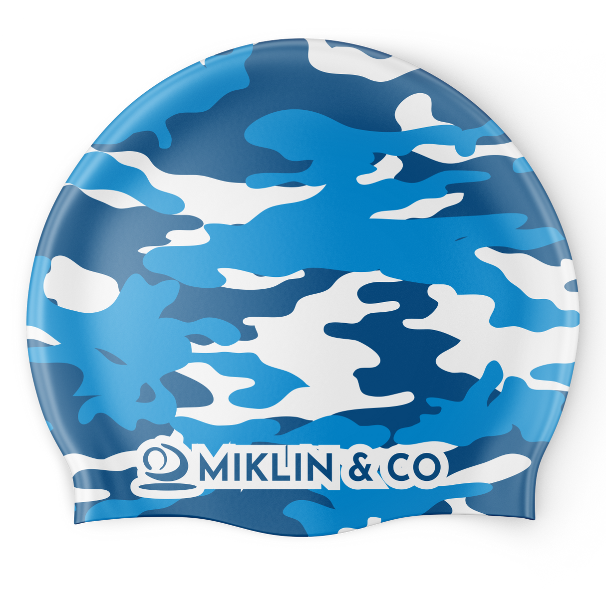 Blue Camouflage Seamless Silicone Swim Cap