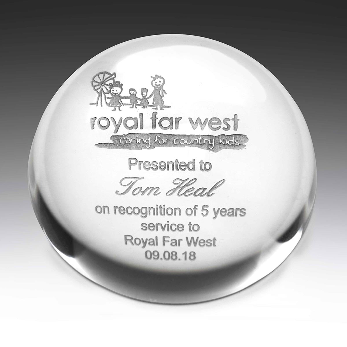 Forever Crystal Paperweight - 78mm Diameter