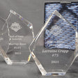 Miklin & Co corporate trophy with crystal glass construction and abstract design showing premium business recognition award with custom engraving for Australian executives