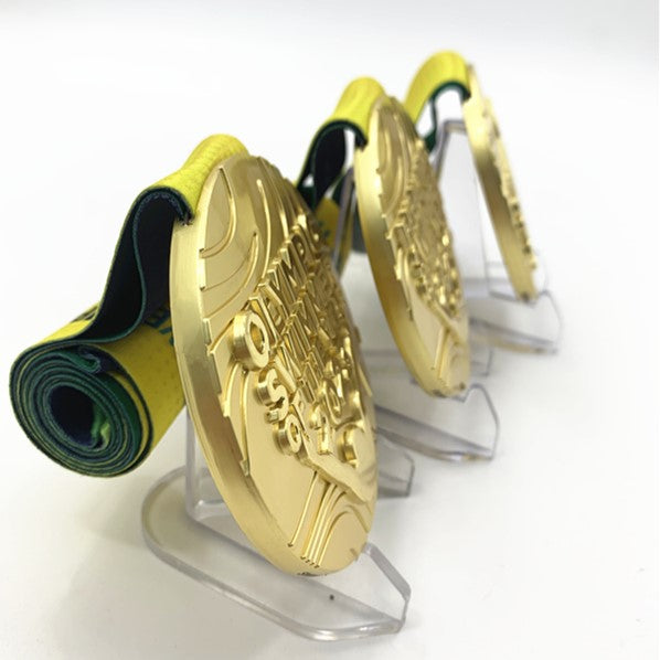 Miklin & Co custom prestige medal with dual-tone finish and edge engraving showing premium heavy construction for major Australian sporting championships and corporate awards