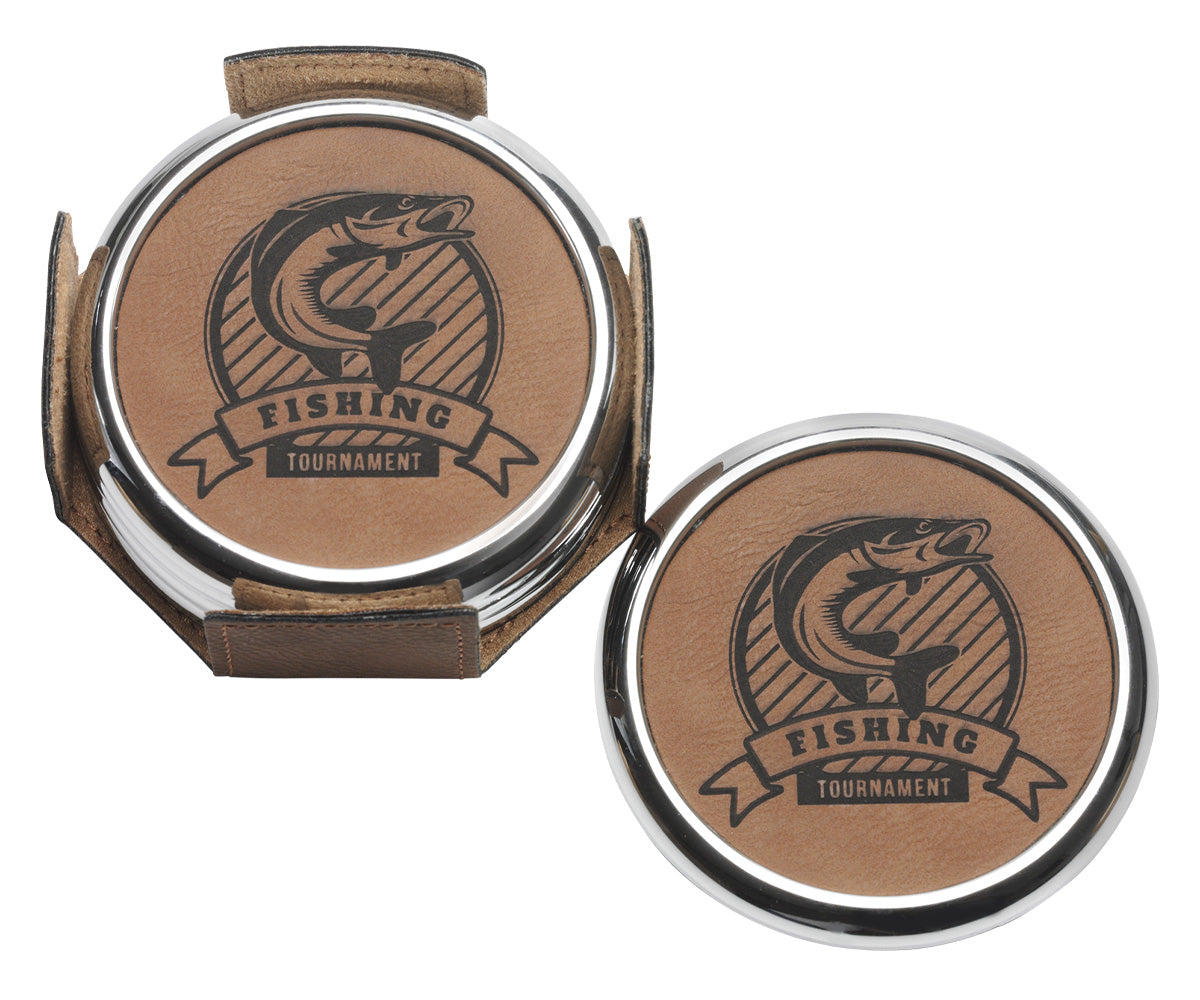Coaster Set Rawhide & Metal - 80mm
