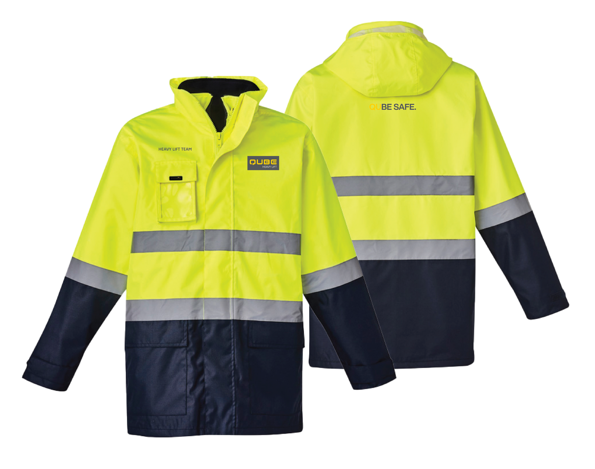 QUBE Hi Vis Basic 4 In 1 Waterproof Jacket with Vest taped (Syzmik ZJ220)