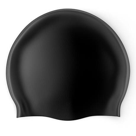 Design Your Own Printed Flat Silicone Swim Cap BLACK