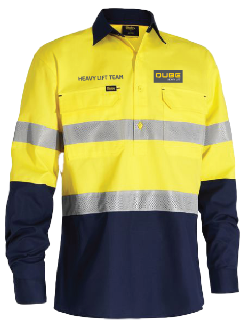 BULK BUY QUBE X Airflow™ Closed Front Taped Hi Vis RipStop Shirt (BISLEY BSC6415T)