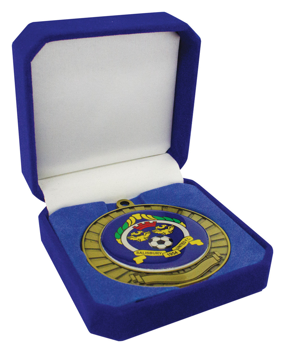 Crown Medal Box Blue - 90mm