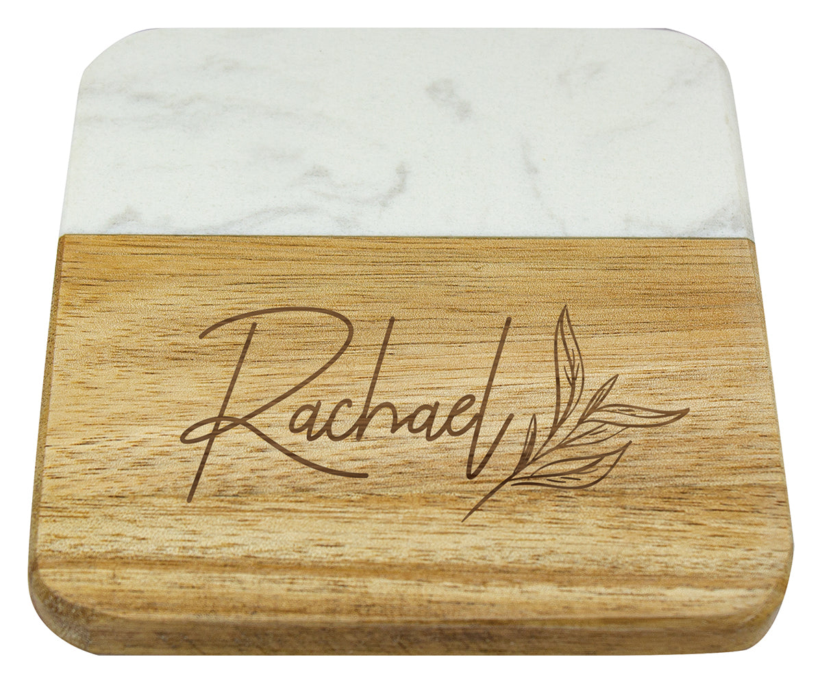 Acacia & Marble Coaster - 100mm