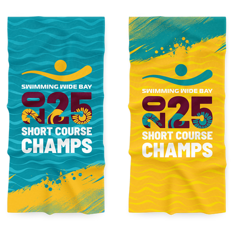Official Swimming Wide Bay 2025 Long Course Championships DriTech Towel with event logo and quick-dry lightweight technology